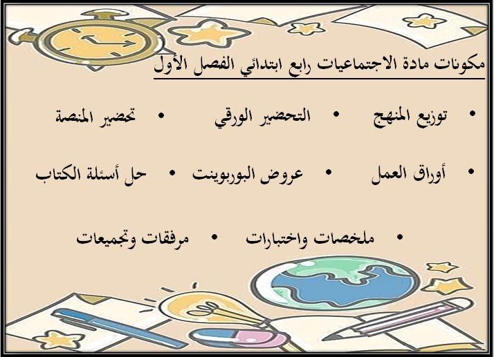 توزيع الإجتماعيات الصف الرابع الإبتدائي الفصل الدراسي الاول توزيع الإجتماعيات الصف الرابع الإبتدائي الفصل الدراسي الاول