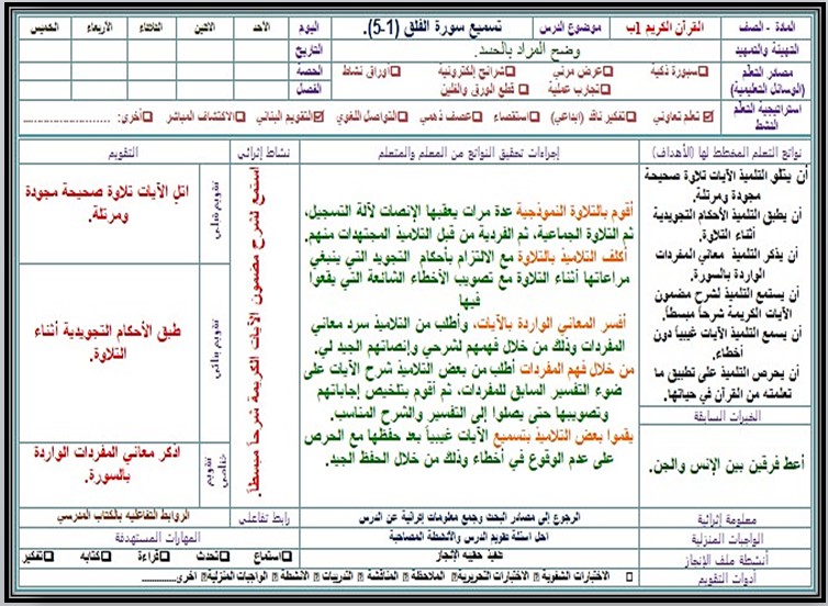 توزيع قرأن الصف الأول الإبتدائى الفصل الدارسى الأول توزيع قرأن الصف الأول الإبتدائى الفصل الدارسى الأول