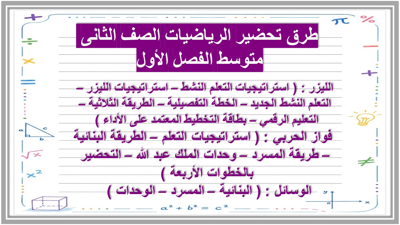 كتاب الرياضيات الصف الثانى متوسط الفصل الأول كتاب الرياضيات الصف الثانى متوسط الفصل الأول