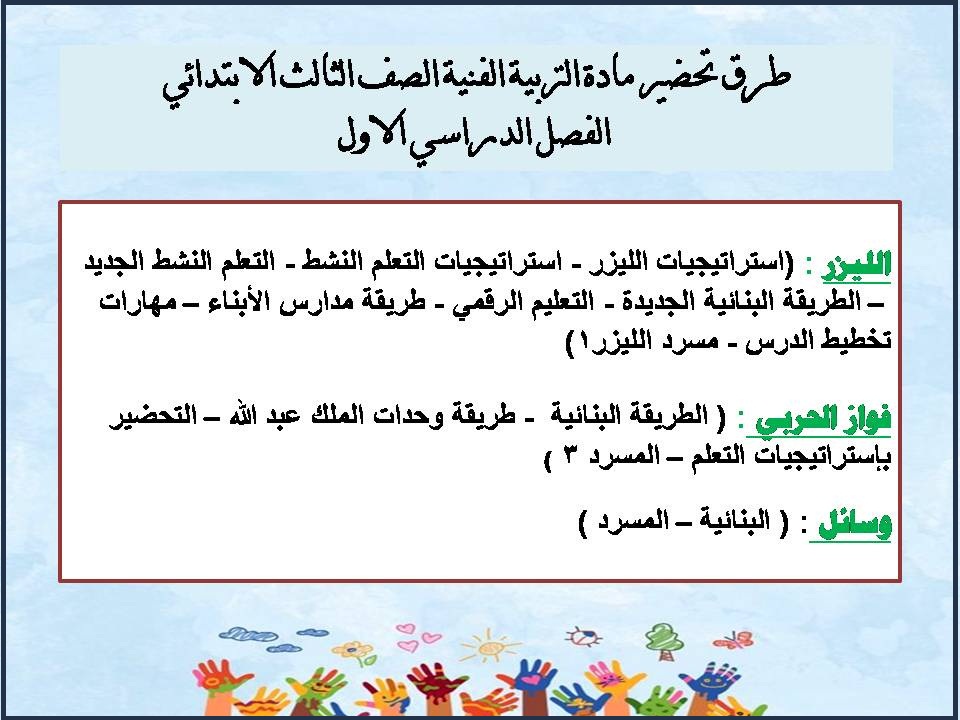 إختبارات التربية الفنية الصف الثالث الابتدائي الفصل الدراسي الاول إختبارات التربية الفنية الصف الثالث الابتدائي الفصل الدراسي الاول
