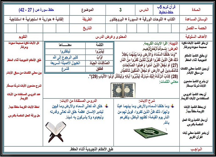 تحضير قرآن تحفيظ الصف الخامس الابتدائي الفصل الدراسي الاول تحضير قرآن تحفيظ الصف الخامس الابتدائي الفصل الدراسي الاول