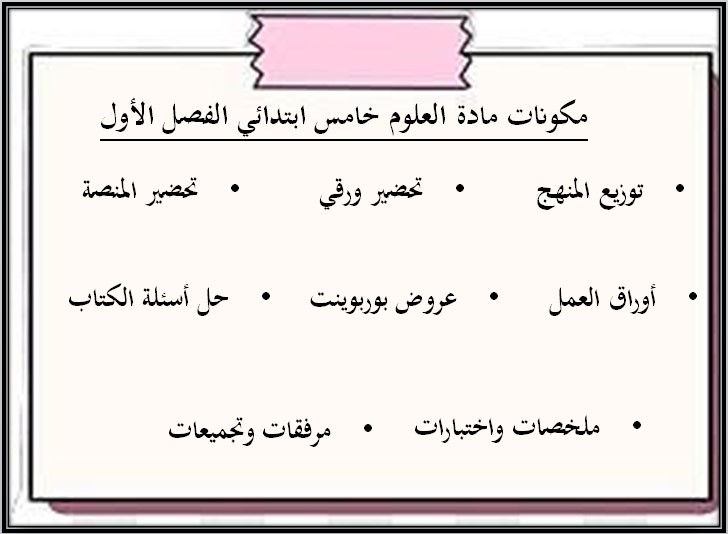توزيع العلوم الصف الخامس الابتدائي الفصل الدراسي الاول توزيع العلوم الصف الخامس الابتدائي الفصل الدراسي الاول