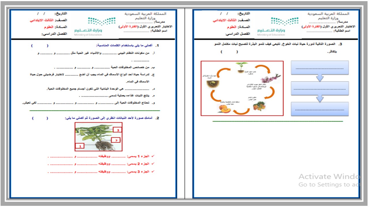 أوراق عمل مادة علوم للصف الثالث الابتدائى الفصل الدراسي الثاني أوراق عمل مادة علوم للصف الثالث الابتدائى الفصل الدراسي الثاني