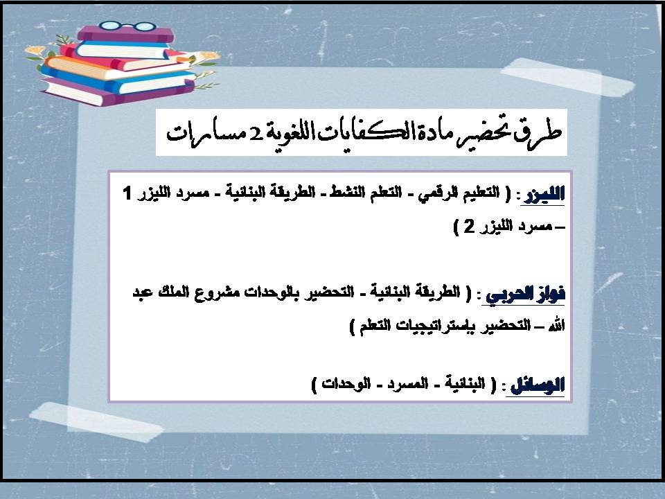 ورق عمل مادة الكفايات اللغوية 2 مسارات ورق عمل مادة الكفايات اللغوية 2 مسارات