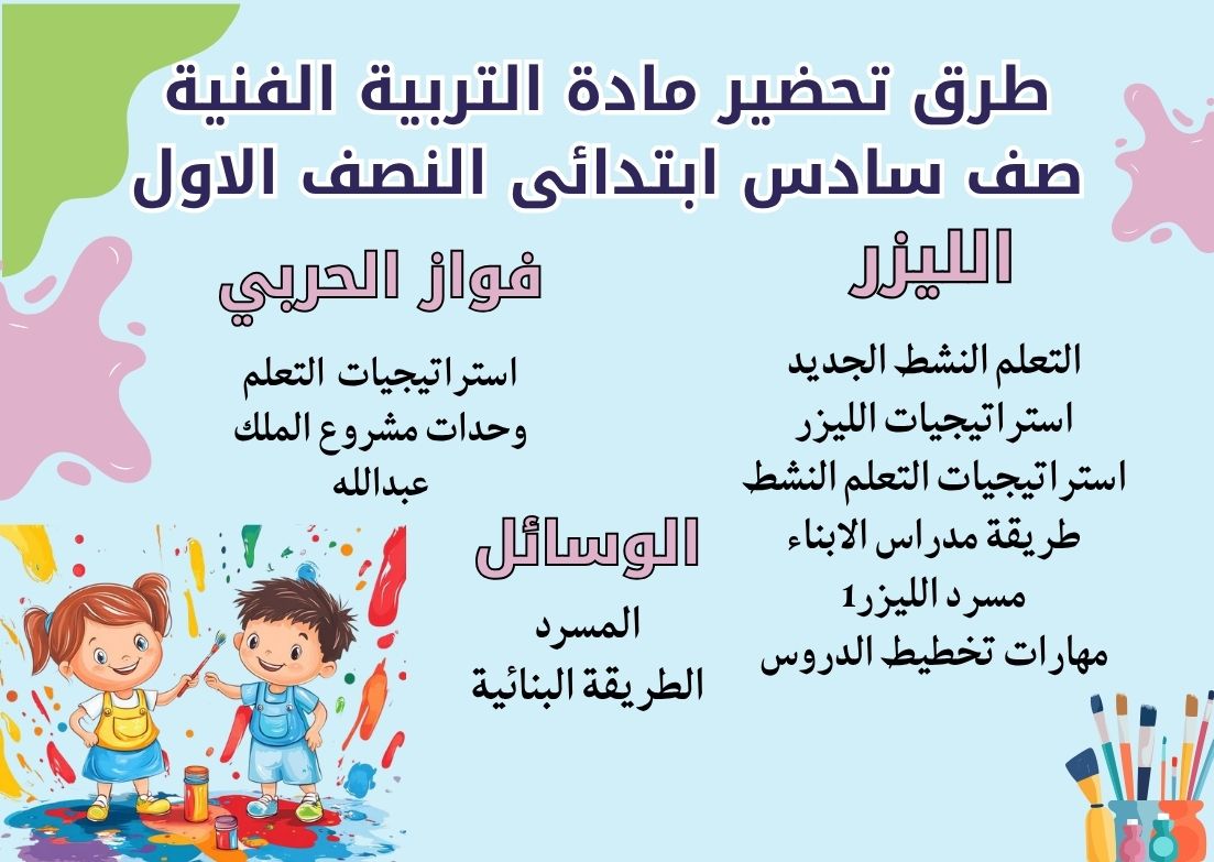 ورق عمل مادة التربية الفنية صف سادس ابتدائى النصف الاول ورق عمل مادة التربية الفنية صف سادس ابتدائى النصف الاول