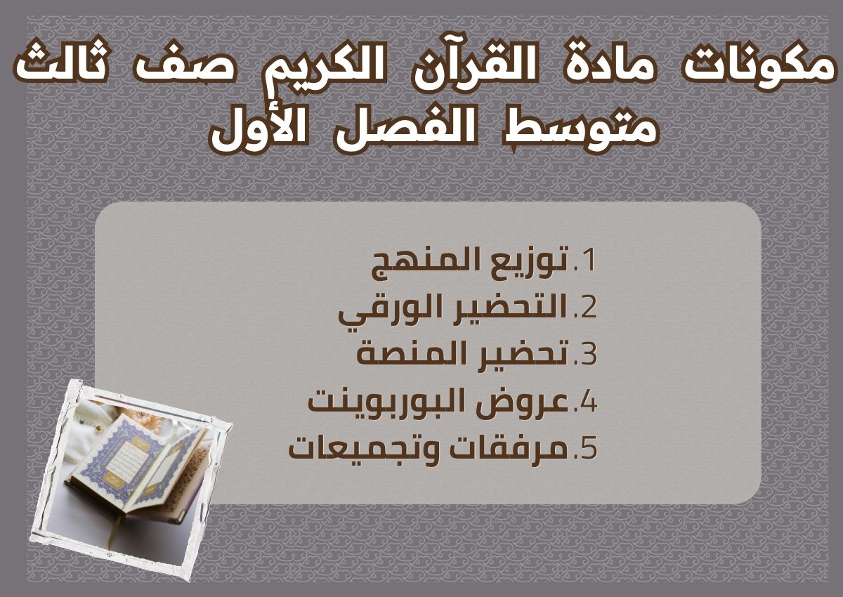 ورق عمل مادة القرآن الكريم صف ثالث متوسط الفصل الأول ورق عمل مادة القرآن الكريم صف ثالث متوسط الفصل الأول