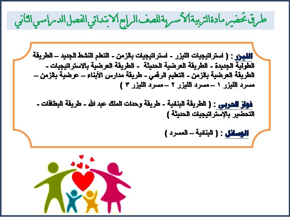 بورينت مادة التربية الاسرية للصف الرابع الابتدائي الفصل الدراسي الثاني بورينت مادة التربية الاسرية للصف الرابع الابتدائي الفصل الدراسي الثاني