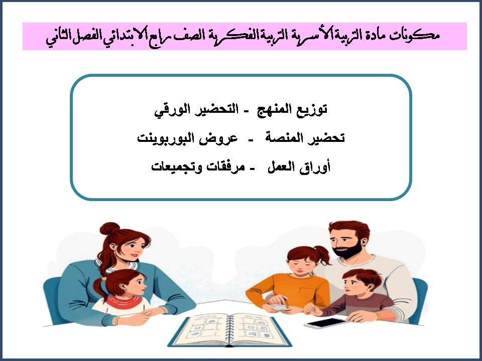تحضير التربية الفكريه ماده التربية الاسرية الصف رابع الابتدائي الفصل الثانى تحضير التربية الفكريه ماده التربية الاسرية الصف رابع الابتدائي الفصل الثانى