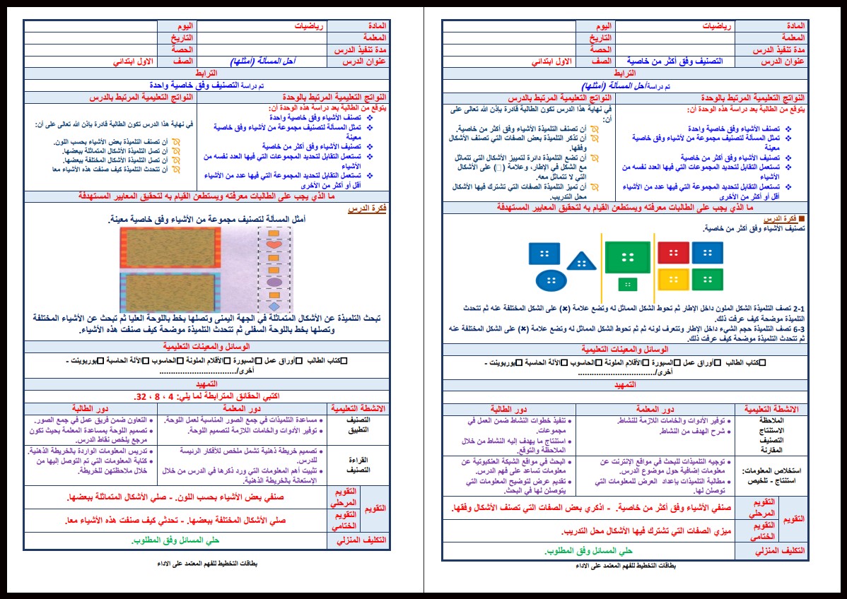 تحضير مادة الرياضيات للصف الأول الإبتدائي الفصل الدراسي الأول تحضير مادة الرياضيات للصف الأول الإبتدائي الفصل الدراسي الأول