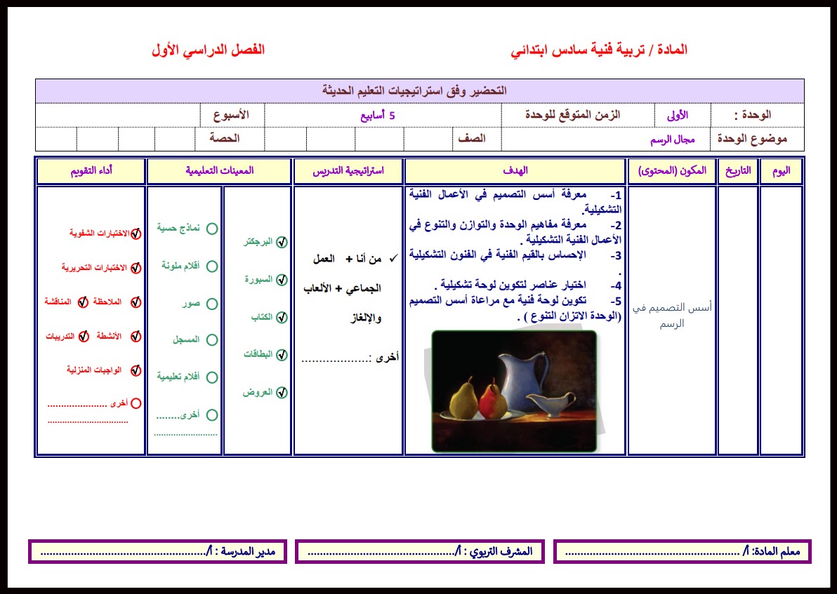 مهارات مادة تربية فنية للصف السادس الابتدائي الفصل الدراسي الأول مهارات مادة تربية فنية للصف السادس الابتدائي الفصل الدراسي الأول
