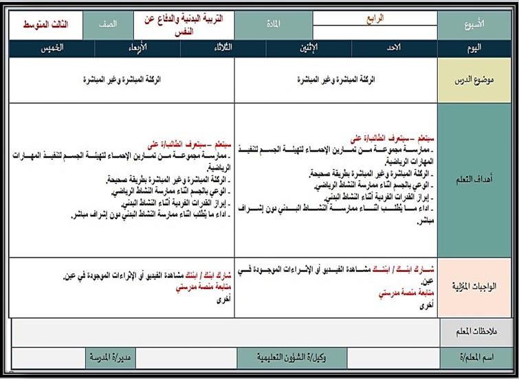 تحضير ماده التربية البدنية الصف الثالث المتوسط الفصل الدراسي الاول تحضير ماده التربية البدنية الصف الثالث المتوسط الفصل الدراسي الاول