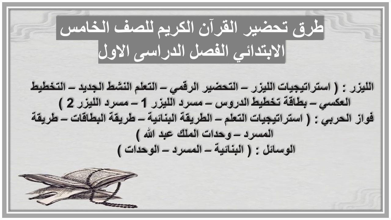 حل اسئلة القرآن الكريم للصف الخامس الابتدائي الفصل الدراسى الاول حل اسئلة القرآن الكريم للصف الخامس الابتدائي الفصل الدراسى الاول