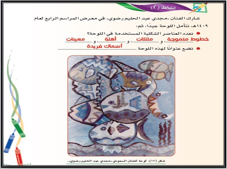 حل اسئلة مادة التربية الفنية للصف الثانى الابتدائي فصل دراسي اول حل اسئلة مادة التربية الفنية للصف الثانى الابتدائي فصل دراسي اول