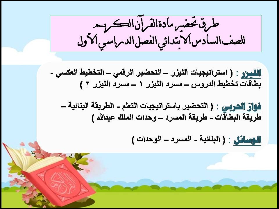 حل اسئلة مادة القرآن الكريم للصف السادس الابتدائي الفصل الدراسي الأول حل اسئلة مادة القرآن الكريم للصف السادس الابتدائي الفصل الدراسي الأول