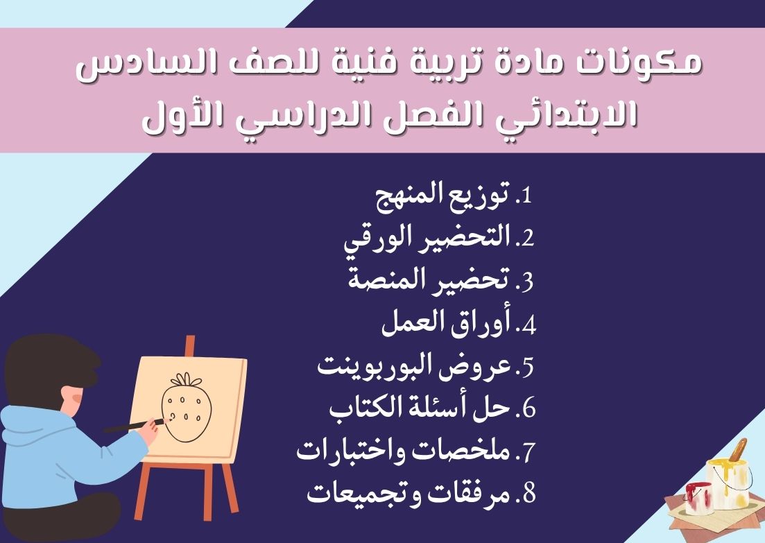 مهارات مادة تربية فنية للصف السادس الابتدائي الفصل الدراسي الأول مهارات مادة تربية فنية للصف السادس الابتدائي الفصل الدراسي الأول