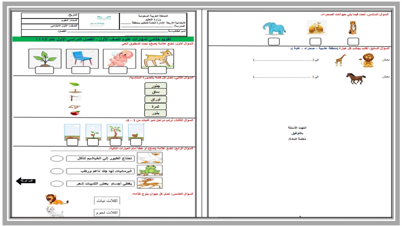 مهارات مادة العلوم للصف الأول الإبتدائي الفصل الدراسي الأول مهارات مادة العلوم للصف الأول الإبتدائي الفصل الدراسي الأول