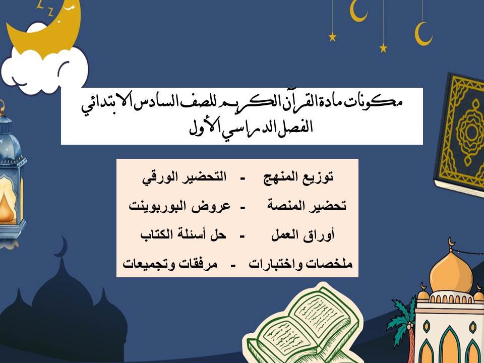 مهارات مادة القرآن الكريم للصف السادس الابتدائي الفصل الدراسي الأول مهارات مادة القرآن الكريم للصف السادس الابتدائي الفصل الدراسي الأول