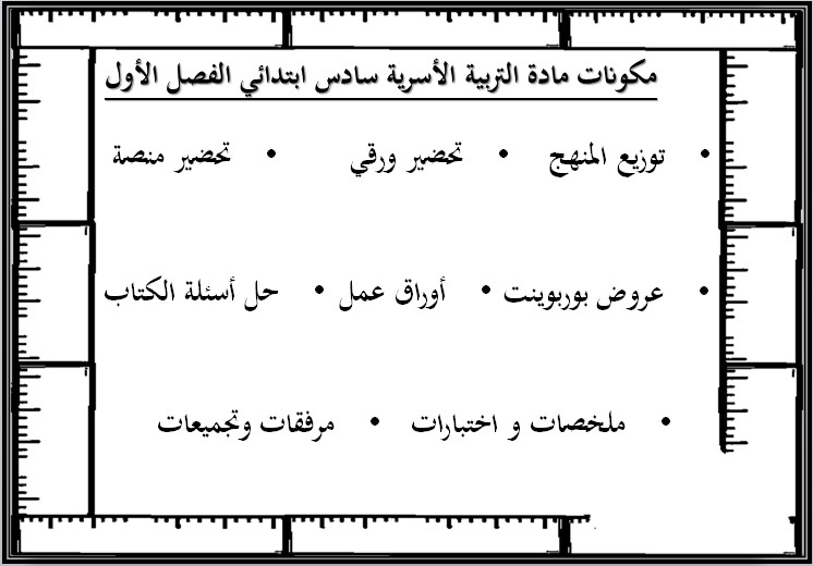 تحضير منصة مدرستي مادة التربية الأسرية للصف السادس الابتدائي فصل دراسي أول تحضير منصة مدرستي مادة التربية الأسرية للصف السادس الابتدائي فصل دراسي أول