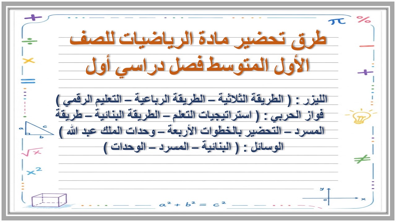 تحضير منصة مدرستي مادة الرياضيات للصف الأول المتوسط فصل دراسي أول تحضير منصة مدرستي مادة الرياضيات للصف الأول المتوسط فصل دراسي أول