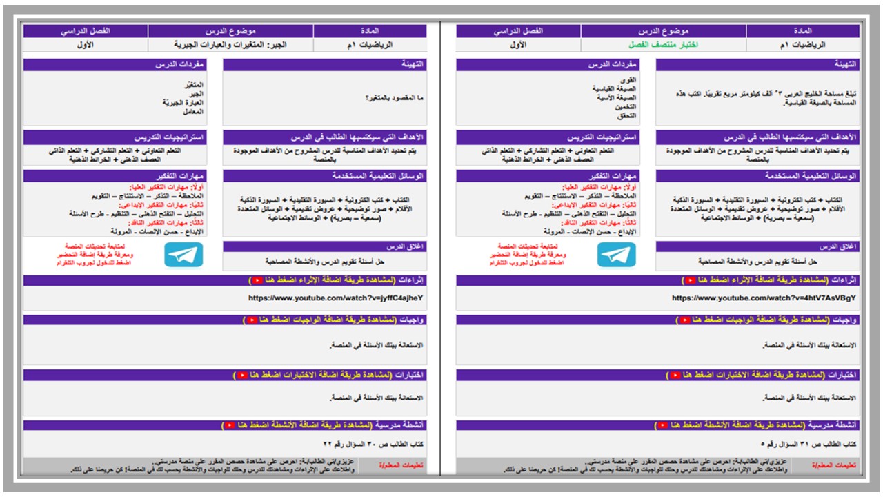 تحضير منصة مدرستي مادة الرياضيات للصف الأول المتوسط فصل دراسي أول تحضير منصة مدرستي مادة الرياضيات للصف الأول المتوسط فصل دراسي أول