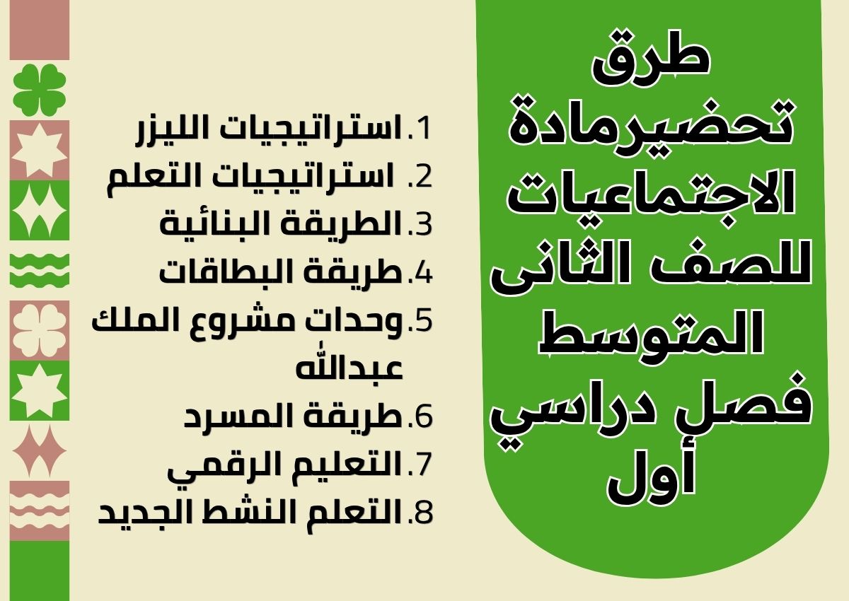 تحضير منصة مدرستي مادة الاجتماعيات للصف الثانى المتوسط فصل دراسي أول تحضير منصة مدرستي مادة الاجتماعيات للصف الثانى المتوسط فصل دراسي أول