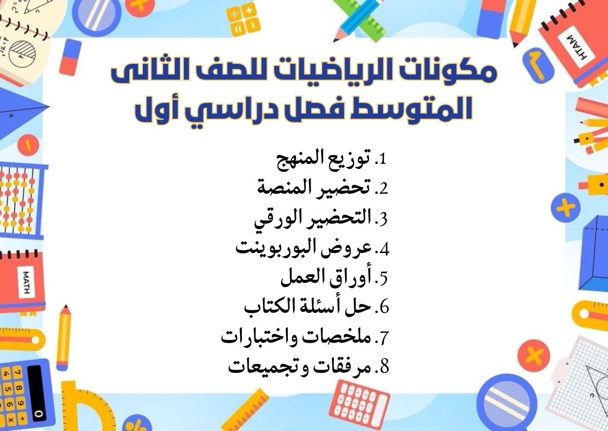 تحضير منصة مدرستي الرياضيات للصف الثانى المتوسط فصل دراسي أول تحضير منصة مدرستي الرياضيات للصف الثانى المتوسط فصل دراسي أول