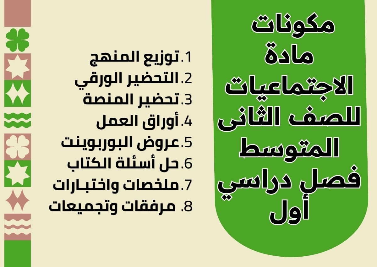 تحضير منصة مدرستي مادة الاجتماعيات للصف الثانى المتوسط فصل دراسي أول تحضير منصة مدرستي مادة الاجتماعيات للصف الثانى المتوسط فصل دراسي أول