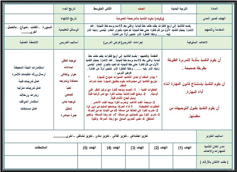 تحضير التربية البدنية للتربية الفكرية صف ثاني متوسط الفصل الثاني تحضير التربية البدنية للتربية الفكرية صف ثاني متوسط الفصل الثاني