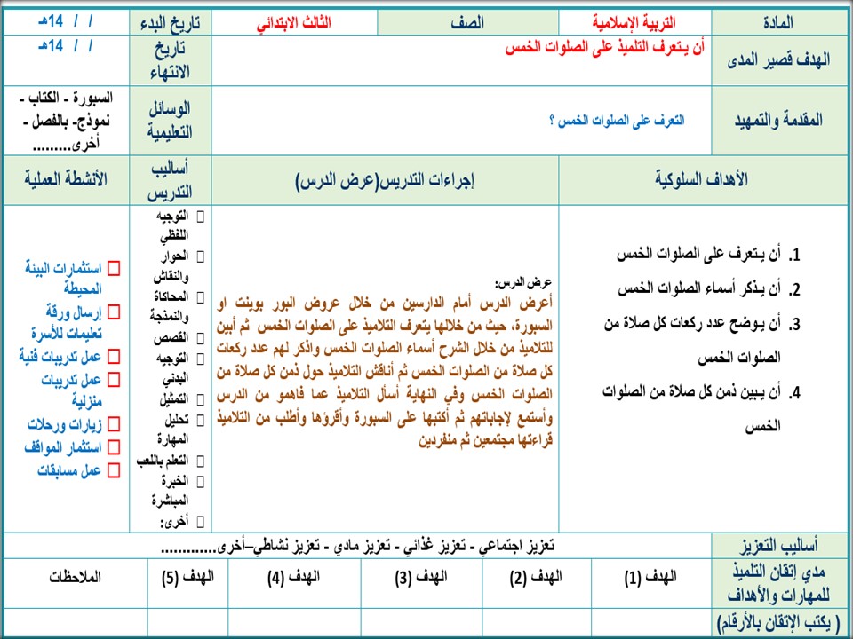 تحضير الدراسات الاسلامية للتربية الفكرية الصف الثالث الابتدائى الفصل الثاني تحضير الدراسات الاسلامية للتربية الفكرية الصف الثالث الابتدائى الفصل الثاني