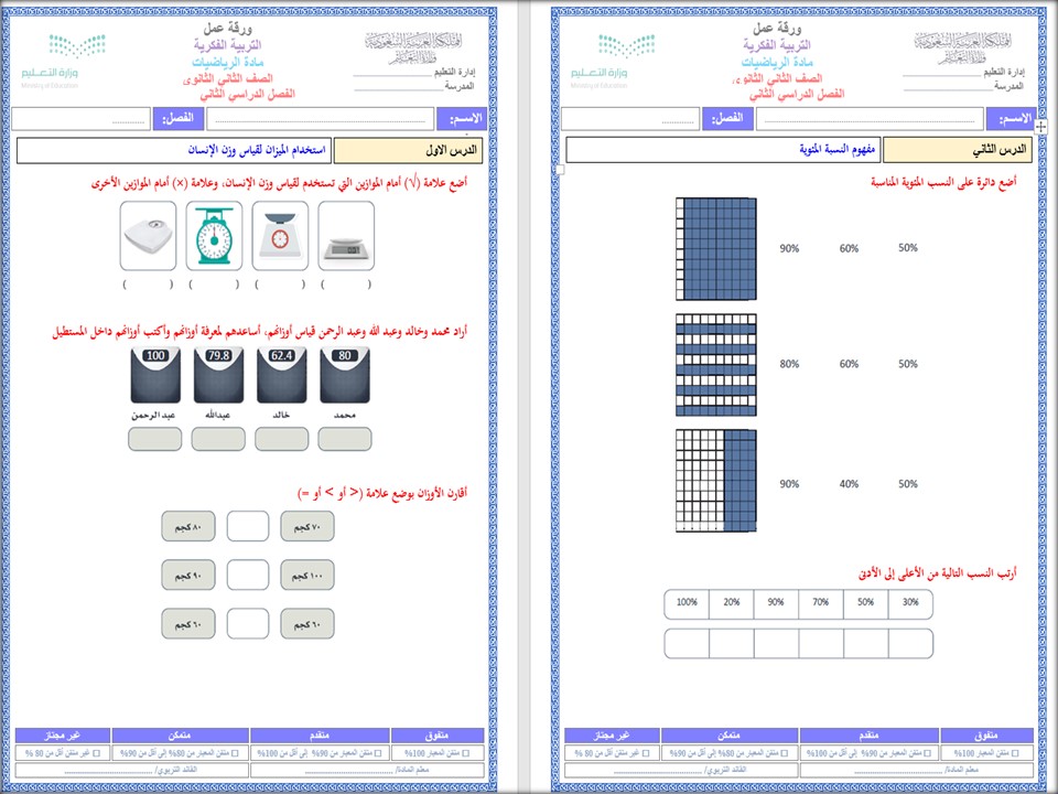 تحضير لمادة الرياضيات للتربية الفكرية الصف الثاني الثانوي الفصل الثاني تحضير لمادة الرياضيات للتربية الفكرية الصف الثاني الثانوي الفصل الثاني