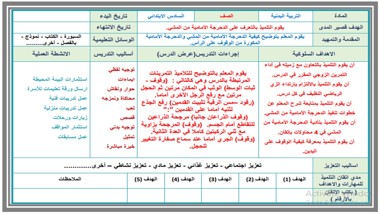 تحضير مادة التربية البدينة التربية الفكرية الصف السادس الابتدائى الفصل الثاني تحضير مادة التربية البدينة التربية الفكرية الصف السادس الابتدائى الفصل الثاني
