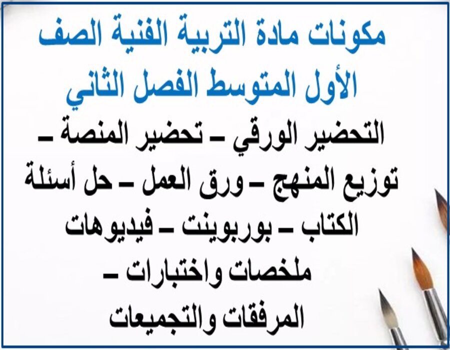 ورق عمل مادة التربية الفنية الصف الأول متوسط الفصل الدراسي الثاني ورق عمل مادة التربية الفنية الصف الأول متوسط الفصل الدراسي الثاني