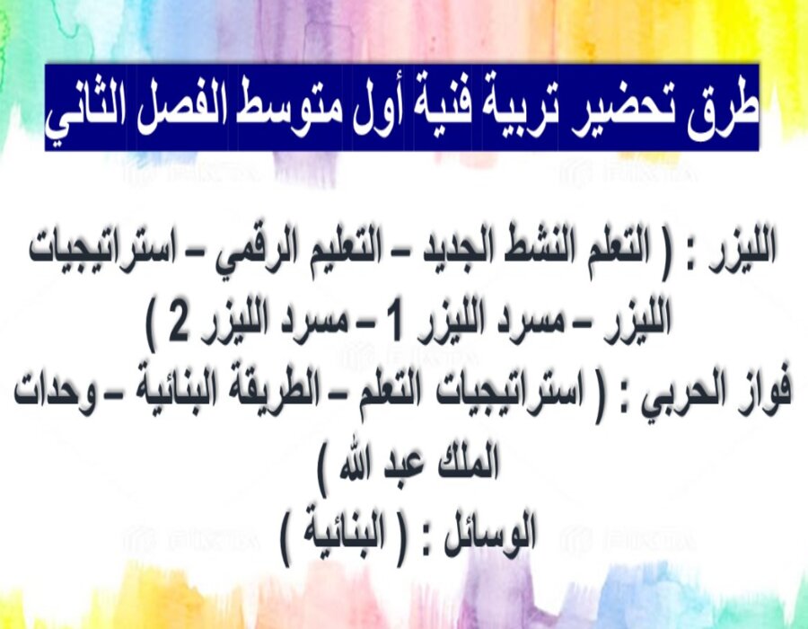 ورق عمل مادة التربية الفنية الصف الأول متوسط الفصل الدراسي الثاني ورق عمل مادة التربية الفنية الصف الأول متوسط الفصل الدراسي الثاني