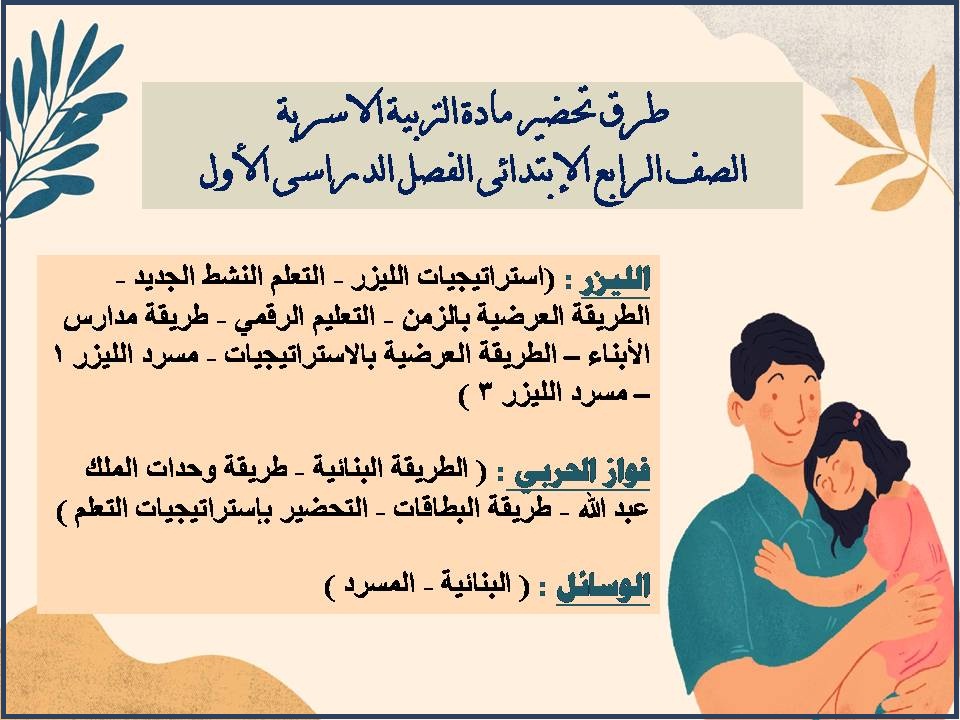 تحضير مادة التربية الاسرية الصف الرابع الإبتدائى الفصل الدراسى الأول تحضير مادة التربية الاسرية الصف الرابع الإبتدائى الفصل الدراسى الأول