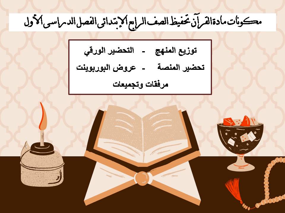 تحضير مادة القرآن تحفيظ الصف الرابع الإبتدائى الفصل الدراسى الأول تحضير مادة القرآن تحفيظ الصف الرابع الإبتدائى الفصل الدراسى الأول