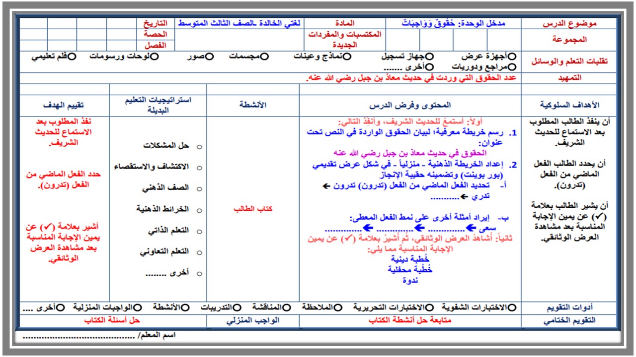تحضير مادة لغتي صف ثالث متوسط فصل دراسي اول تحضير مادة لغتي صف ثالث متوسط فصل دراسي اول