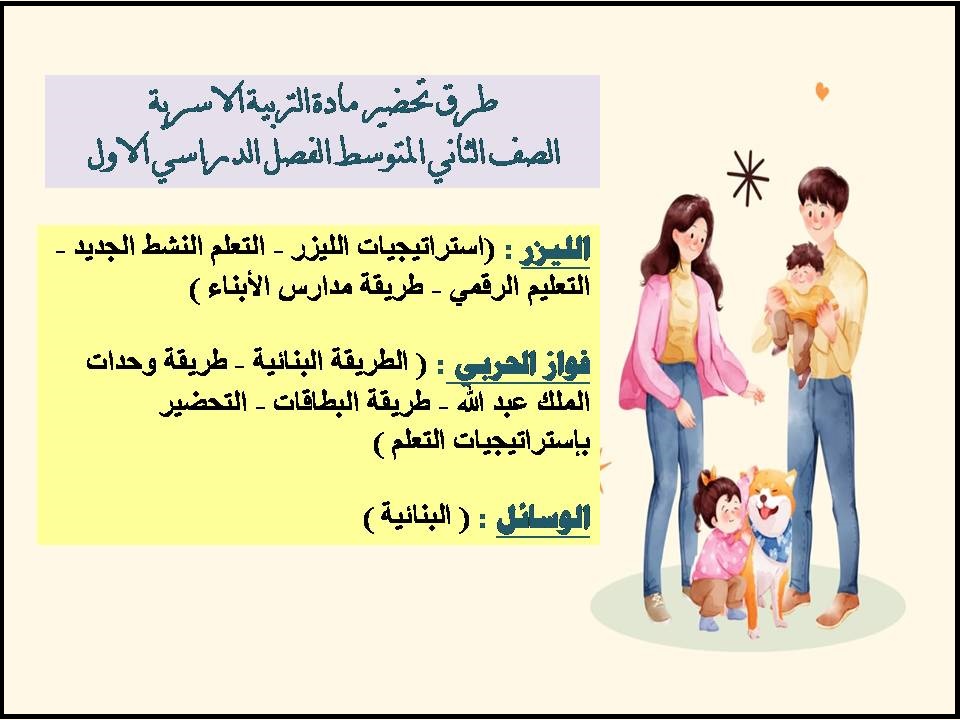 مهارات مادة التربية الاسرية الصف الثاني المتوسط الفصل الدراسي الاول مهارات مادة التربية الاسرية الصف الثاني المتوسط الفصل الدراسي الاول
