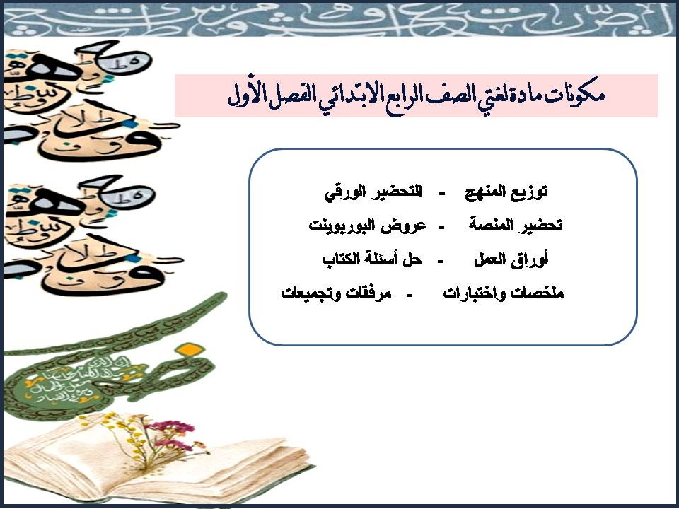 ملخص مادة لغتي الصف الرابع الابتدائي الفصل الأول ملخص مادة لغتي الصف الرابع الابتدائي الفصل الأول