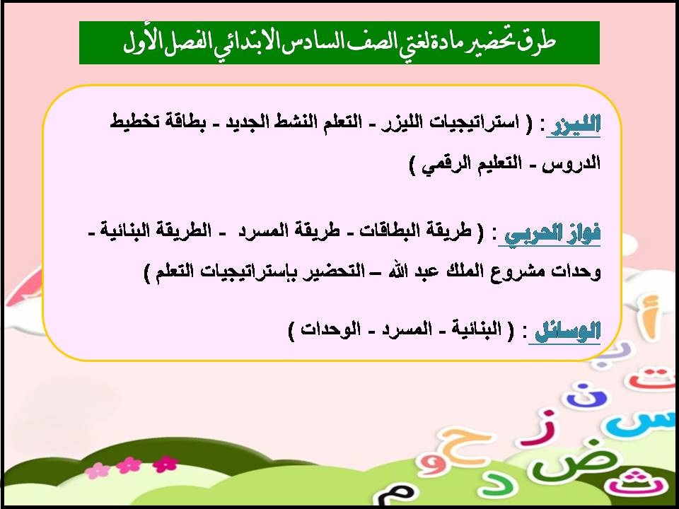 ملخص مادة لغتي الصف السادس الابتدائي الفصل الأول ملخص مادة لغتي الصف السادس الابتدائي الفصل الأول