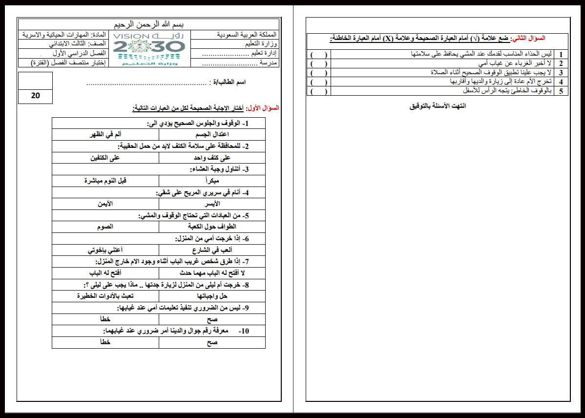 ملخص مادة التربية الأسرية الصف الثالث الابتدائي الفصل الأول ملخص مادة التربية الأسرية الصف الثالث الابتدائي الفصل الأول