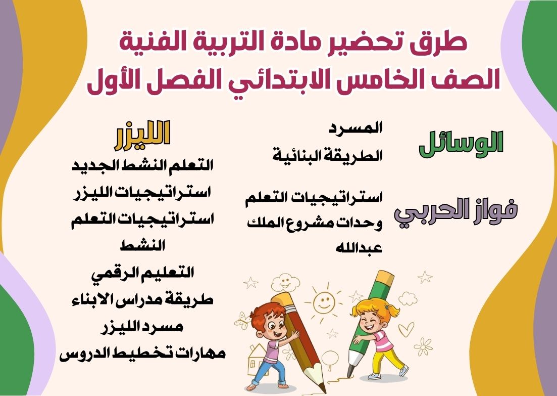 ملخص مادة التربية الفنية الصف الخامس الابتدائي الفصل الأول ملخص مادة التربية الفنية الصف الخامس الابتدائي الفصل الأول