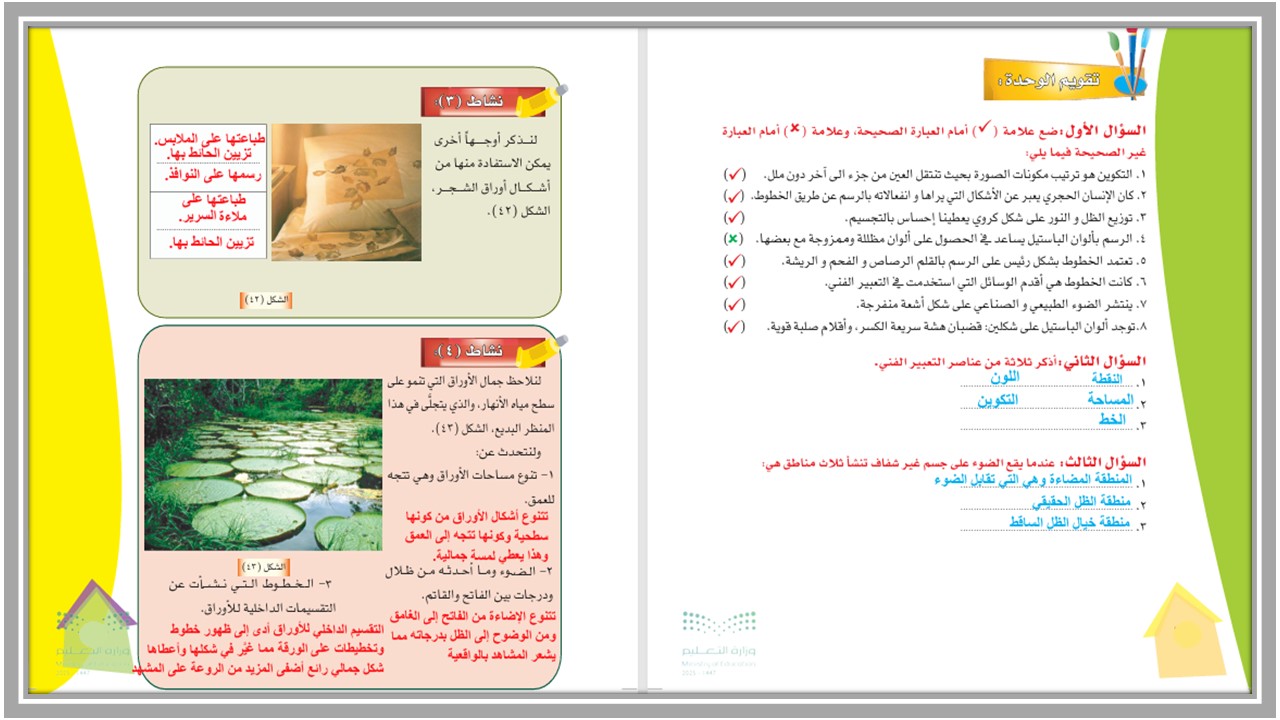 ملخص مادة التربية الفنية الصف الرابع الابتدائي الفصل الأول ملخص مادة التربية الفنية الصف الرابع الابتدائي الفصل الأول