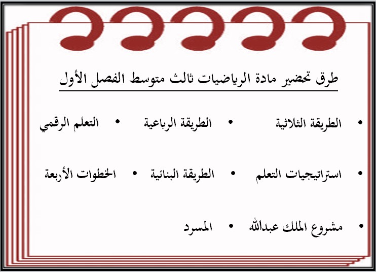ملخص مادة الرياضيات الصف الثالث المتوسط الفصل الأول ملخص مادة الرياضيات الصف الثالث المتوسط الفصل الأول