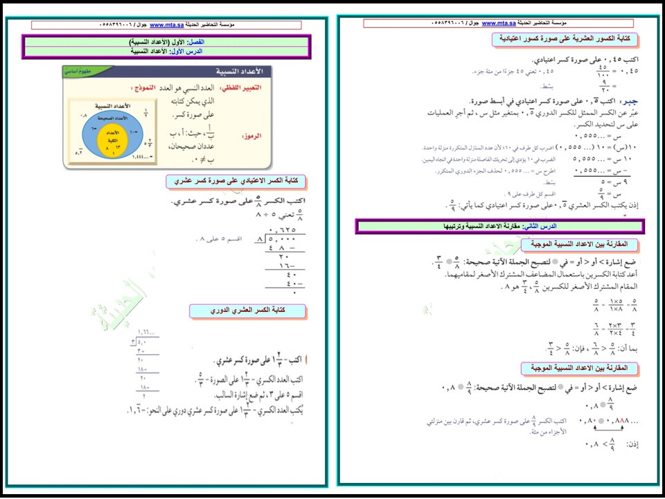 ملخص مادة الرياضيات الصف الثاني المتوسط الفصل الأول ملخص مادة الرياضيات الصف الثاني المتوسط الفصل الأول