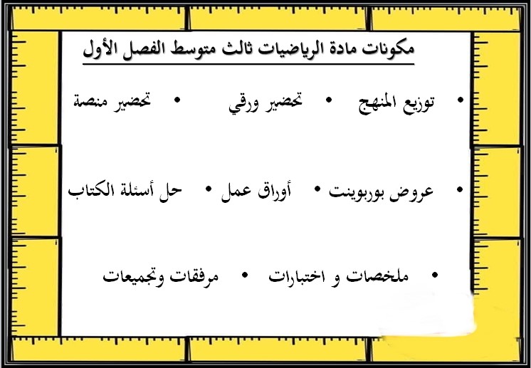 ملخص مادة الرياضيات الصف الثالث المتوسط الفصل الأول ملخص مادة الرياضيات الصف الثالث المتوسط الفصل الأول