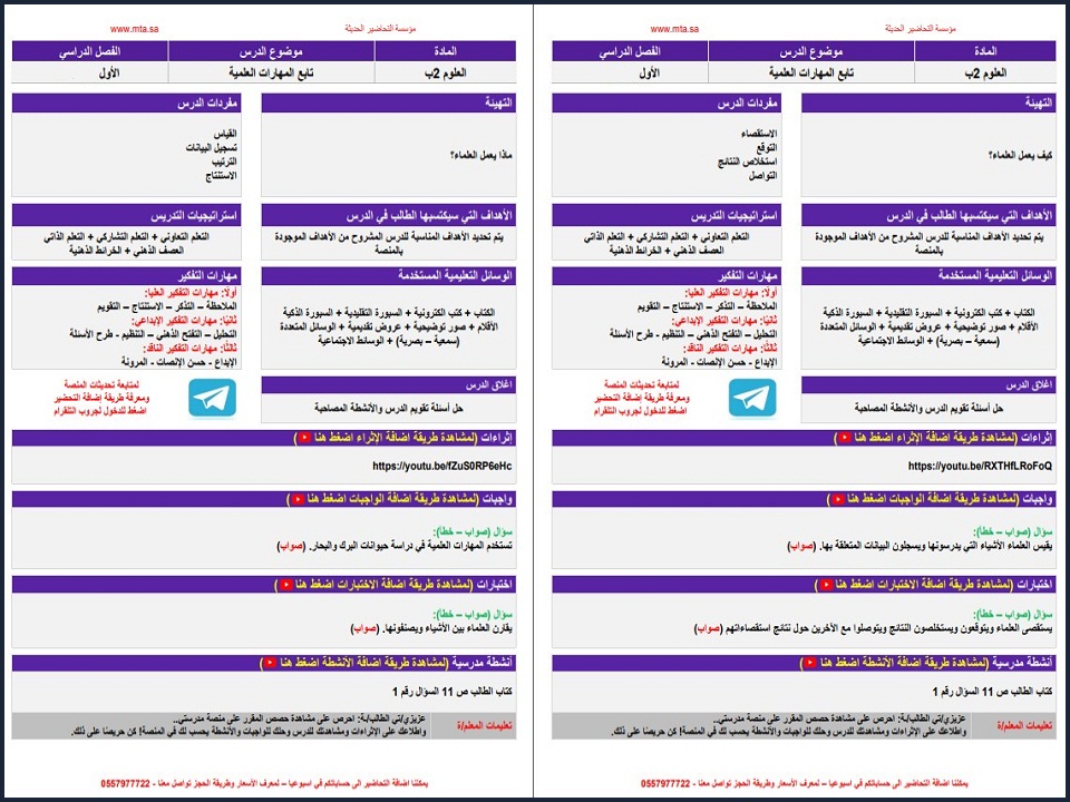 ملخص مادة العلوم الصف الثاني الابتدائي الفصل الأول ملخص مادة العلوم الصف الثاني الابتدائي الفصل الأول