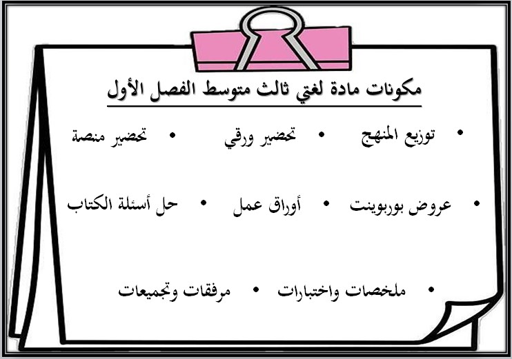 ملخص مادة لغتي الصف الثالث المتوسط الفصل الأول ملخص مادة لغتي الصف الثالث المتوسط الفصل الأول