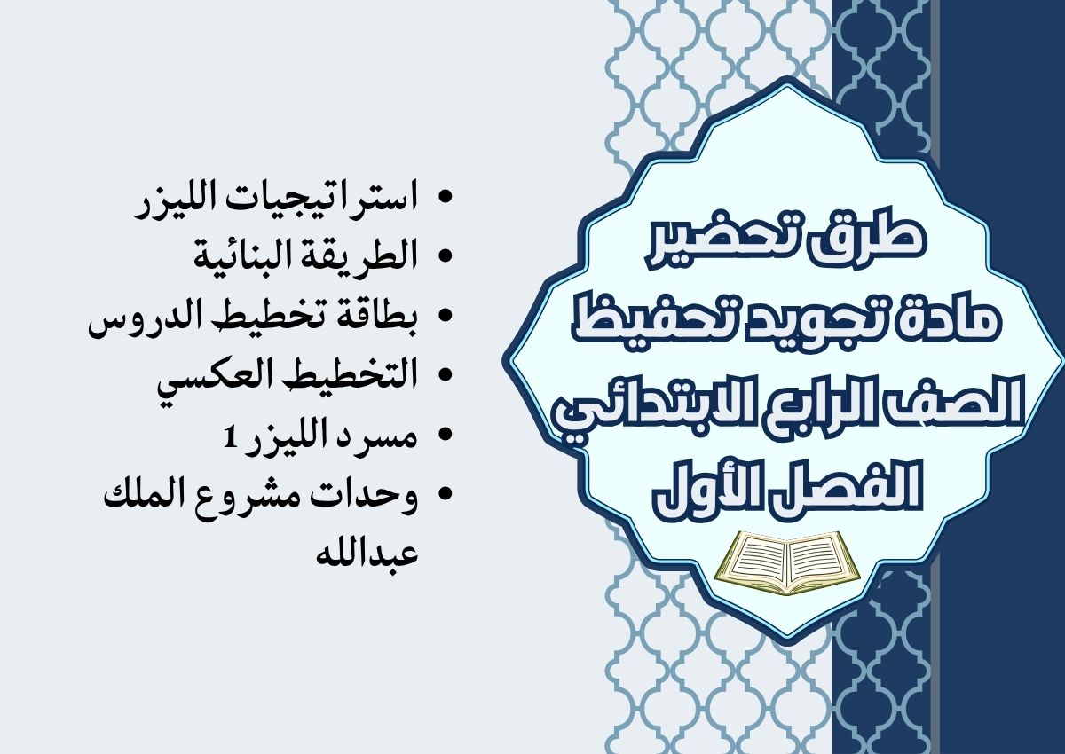 ملخص مادة تجويد تحفيظ الصف الرابع الابتدائي الفصل الأول ملخص مادة تجويد تحفيظ الصف الرابع الابتدائي الفصل الأول