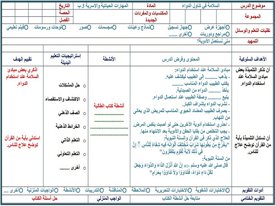 تحضير منصة مدرستي مادة تربية اسريه صف ثالث ابتدائي فصل دراسي اول تحضير منصة مدرستي مادة تربية اسريه صف ثالث ابتدائي فصل دراسي اول