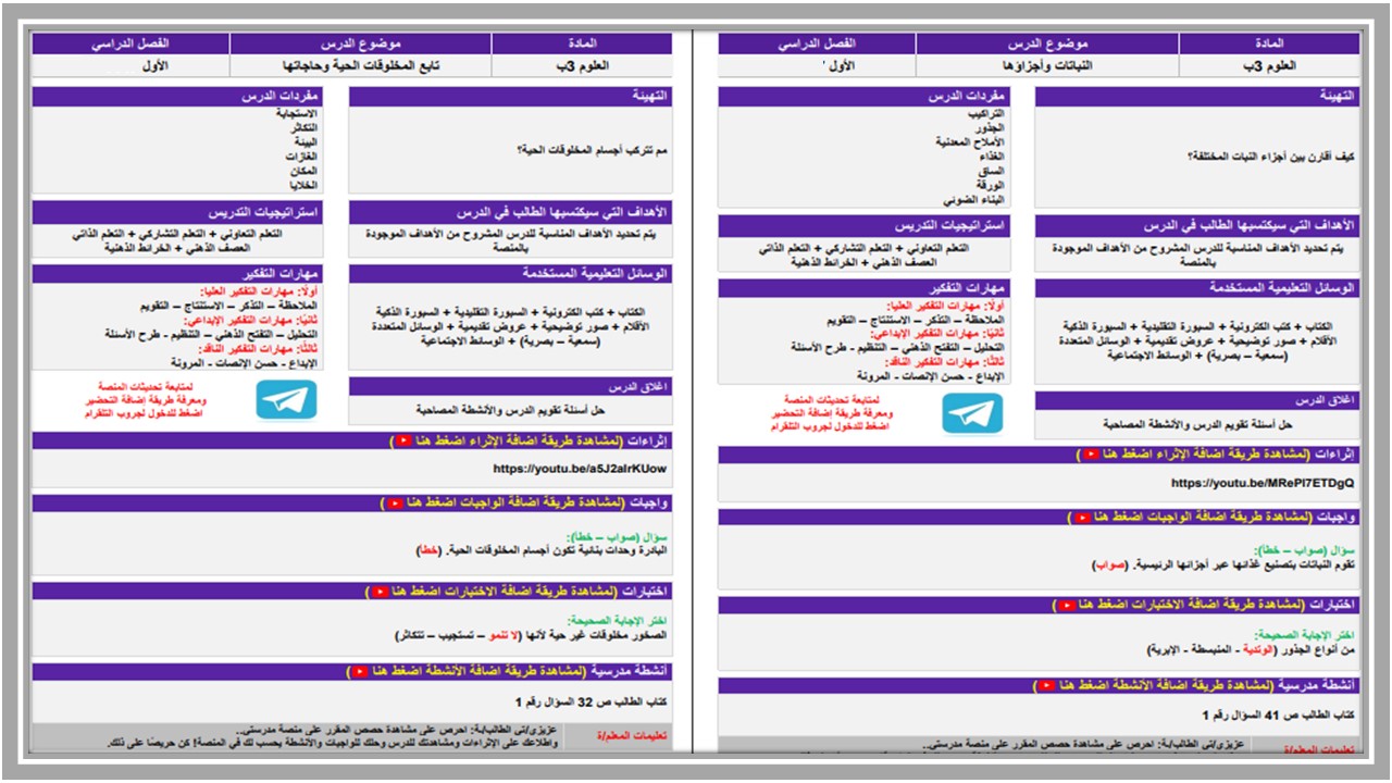 تحضير منصة مدرستي مادة علوم صف ثالث إبتدائي فصل دراسي أول تحضير منصة مدرستي مادة علوم صف ثالث إبتدائي فصل دراسي أول